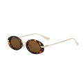 Retro oval sunglasses with tortoise shell frames and slim gold metal temples - Tortoise Frame Brown Lens (C8)