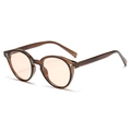 Retro round-frame sunglasses with translucent brown frames and light orange lenses - C6 Translucent Cool Tea Light Tea