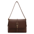 Borsa a tracolla vintage in ecopelle marrone scuro con fibbia in metallo dorato - Marrone