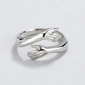 Polierter silberner Umarmung-Ring mit minimalistischem, verstellbarem und kreativem Design - Silberner Umarmungsring