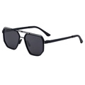 Lunettes de soleil polarisées noires pour hommes avec monture carrée et double pont en acier - C1 Cadre Noir Mat Verre Gris