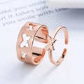 Adjustable rose gold hollow butterfly ring set featuring two pieces with cutout designs - Adjustable Open / Rose Gold