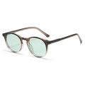 Boston round tea brown transparent sunglasses with light green lenses for women - Gradient Tea Green Frame Light Green Lens (C6)