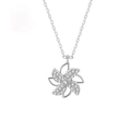 Elegante rotierende Silber-Windmühlen-Halskette mit funkelnden Zirkonia-Steinen für Damen - Platinfarben (XL0003)