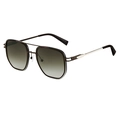 Men's square metal frame sunglasses with dark bronze finish and gradient brown lenses - Gold Brown Frame Brown Gray Lens (C3)