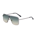 Square metal sunglasses with gradient green to yellow lenses and black temple tips - Gun Sand Black Bright Black Green Tea Lens (C6)