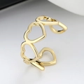 Elegant gold hollow heart-shaped open ring with adjustable design for women - Adjustable Open / Gold