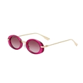 Oval small frame sunglasses with translucent rose pink frames and gold metal temples - Transparent Purple Frame Gradient Purple Lens (C9)