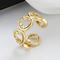 Verstelbare gouden ring met lachend gezicht in minimalistische punkstijl - Verstelbaar Open / Goud
