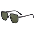 Polarized men's sunglasses with dark gray brushed metal frame and green polygonal lenses - C5 Gunmetal Frame G15 Green Lens