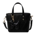 Borsa a secchiello trapuntata nera con ciondolo a cucciolo e dettagli metallici dorati - Con Ciondolo / Nero