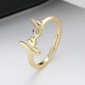 Verstellbarer 18K vergoldeter offener Ring mit minimalistischem 'Luck'-Schriftzug für Damen - Einstellbar Offen / Gold