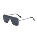 Gunmetal square frame aviator sunglasses with dark grey lenses and metallic bridge - Matte Gun Black Glossy Black Full Gray (C7)
