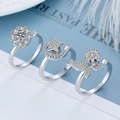 Adjustable silver rings set with zircon butterfly and flower motifs on light blue background - Adjustable Open / Platinum Set