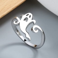 Ghost hollow-out open ring in silver finish for Halloween and casual wear - Adjustable Open / Hollow Ghost Style (KL-04)