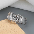 Gothic punk bat wing open ring in silver finish with vintage embossed texture - Adjustable Open / Platinum Color - Bat Wings Style (K02)