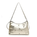 Borsa tote metallizzata oro champagne con ciondoli a farfalla e cuore da donna - Argento