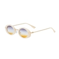 Retro oval sunglasses with cream frames, gradient lenses, and slim gold metal temples - Beige Frame Gradient Lens (C10)