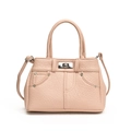 Rosa Handtasche mit Litschimuster, Silbernieten und abnehmbarem Schultergurt - Rosa