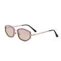 Gafas de sol cuadradas con montura café claro, patillas doradas y cristales degradados - Marco Dorado Lentes con Revestimiento Azul