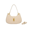 Borsa hobo bianco crema con stampa coccodrillo, chiusura oro e tracolle - Bianco