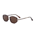 Lunettes de soleil polygonales marron foncé pour femmes avec branches en métal creux - Monture Dorée Verres Marron Foncé
