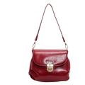 Vintage rode glanzende geplooide schoudertas voor dames met gouden metalen sluiting - Rood