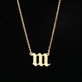 Collana in acciaio inossidabile dorato con un ciondolo della lettera M in stile gotico - 111(XT111G) / Oro