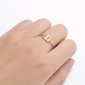 Minimalist gold 18K plated stainless steel ring featuring gothic number 111 engraving - Style 111 / Gold