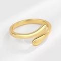 Minimalist golden open hug ring with smooth drop-shaped ends and polished finish - Minimalist Waterdrop (KL006) / Gold (Minimalist Waterdrop)