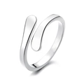 Polished silver hugging hands open ring for couples with minimalist adjustable design - Minimalist Waterdrop (KL006) / White Gold (Minimalist Waterdrop)