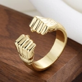 Gouden vuist open ring voor heren in hiphop-stijl met hoogglans gepolijste afwerking - US 7 / Goud
