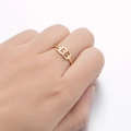 18K gold plated stainless steel open ring featuring gothic cutout angel number 333 - Style 333 / Gold