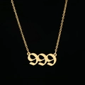 Collier en acier inoxydable doré poli avec pendentif chiffre porte-bonheur 999 italique - 999(XT999G)