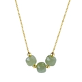 Collana in argento S925 dorato con tre perline di giada Hetian verde chiaro traslucido - Stile a 3 Perline (1-XL0002) / Oro