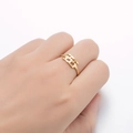 18K gold plated stainless steel ring with 1995 hollow number design for women - Style 555 / Gold