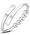 Detalle del anillo antiestrés en plata S925 con seis cuentas rotativas móviles - Abierto Ajustable / Estilo Abierto de Seis Cuentas (KL088)