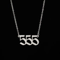 Collier minimaliste en acier inoxydable avec pendentif chiffre ange 555 italique - 555(XT555S)
