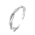 Anello intrecciato argento regolabile con pavé di zirconi in stile minimalista - Stile Corda Intrecciata (KL0613)