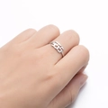 Minimalist silver stainless steel open ring with cutout number 555 design for women - Style 555 / Silver
