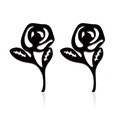 Boucles d'oreilles roses noires ajourées élégantes avec détails et reflet miroir - Rose / Noir Mat