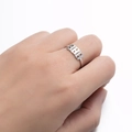 Adjustable silver stainless steel open ring featuring a hollow number 8888 design - Style 888 / Silver