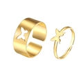 Ensemble de bagues papillon pour couple en or avec gravure S925 et style punk - Papillon (Ton Or)