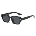 Classic square polarized sunglasses in black frame with silver rivet detailing - Bright Black