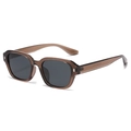 2025 retro small frame polarized sunglasses with brown translucent frame and dark lenses - Light Tea