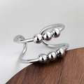 Minimalist double-layer silver anti-anxiety ring with sliding beads for stress relief - Adjustable Open / Double Layer Beads Style (Silver)
