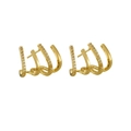 Eleganti orecchini in argento s925 placcati oro 18k con zirconi a tripla fila curva - Oro