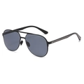 Classic matte black aviator polarized sunglasses with double bridge design for men - Matte Black Frame Solid Grey Lens (M02)