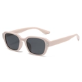 Minimalist square polarized sunglasses with beige frame and dark grey lenses for men - Pink