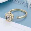 Adjustable gold butterfly zircon spinning ring with sparkling star cluster design - Adjustable Open / Gold-Full Diamond Cluster